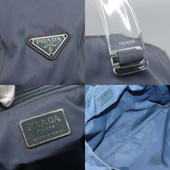 PRADA Hand Bag Nylon Gray Silver - Picture 11 of 13